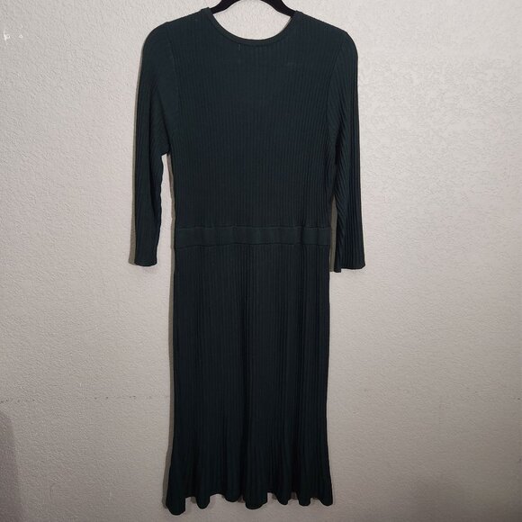 Studio One New York Dress Womens XL Ribbed Knit Button Detail Midi Fit Flaire - Picture 4 of 13